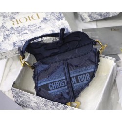 Dior Saddle Bag In Blue Camouflage Canvas CDBS2725