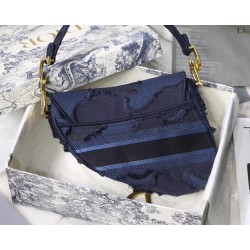 Dior Saddle Bag In Blue Camouflage Canvas CDBS2725