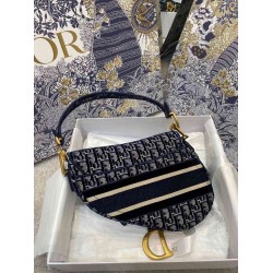 Dior Saddle Bag In Blue Dior Oblique Embroidered Velvet CDBS2726