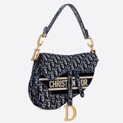 Dior Saddle Bag In Blue Dior Oblique Embroidered Velvet CDBS2726