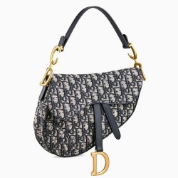 Dior Saddle Bag In Blue Oblique Jacquard Canvas CDBS2728