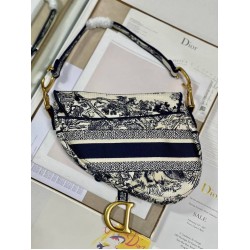 Dior Saddle Bag In Blue Toile de Jouy Embroidery CDBS2729