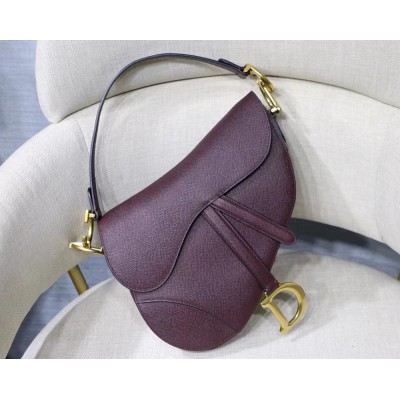 Dior Saddle Bag In Bordeaux Grained Calfskin CDBS2733