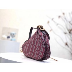 Dior Saddle Bag In Bordeaux Oblique Jacquard Canvas CDBS2734