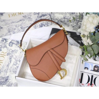 Dior Saddle Bag In Brown Grained Calfskin CDBS2737