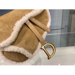 Dior Saddle Bag In Camel Shearling CDBS2739