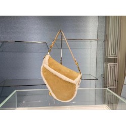 Dior Saddle Bag In Camel Shearling CDBS2739