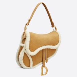 Dior Saddle Bag In Camel Shearling CDBS2739