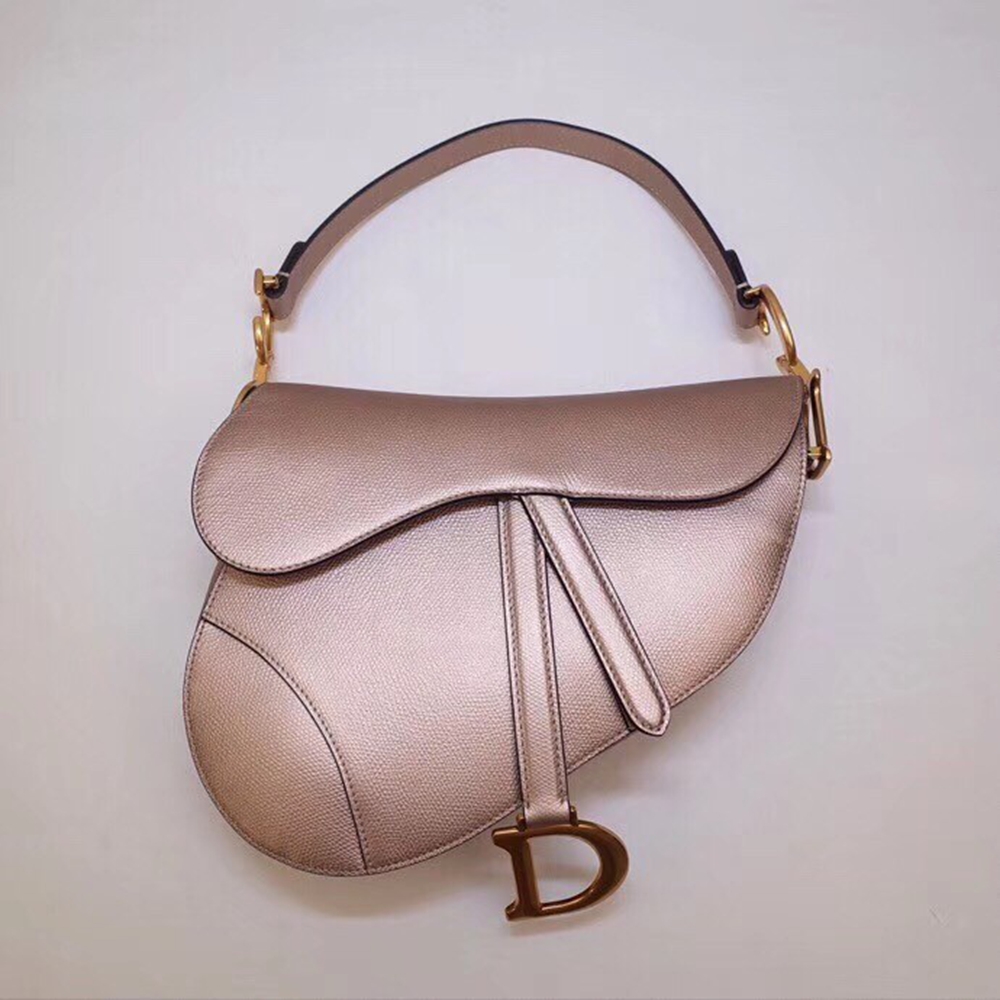 Dior Saddle Bag In Champagne Metallic Grained Calfskin CDBS2740