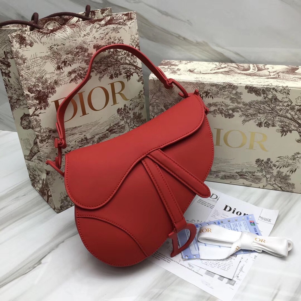 Dior Saddle Bag In Cherry Red Matte Calfskin CDBS2741