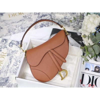 Dior Saddle Bag In Dark Tan Grained Calfskin CDBS2743