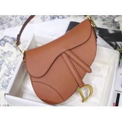 Dior Saddle Bag In Dark Tan Grained Calfskin CDBS2743