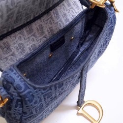 Dior Saddle Bag In Denim Blue Dior Oblique Canvas CDBS2744