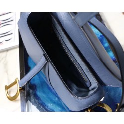 Dior Saddle Bag In Denim Blue Grained Calfskin CDBS2745