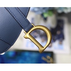 Dior Saddle Bag In Denim Blue Grained Calfskin CDBS2745