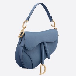 Dior Saddle Bag In Denim Blue Grained Calfskin CDBS2745