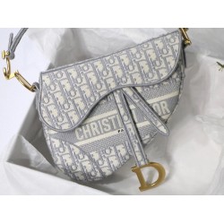 Dior Saddle Bag In Gray Dior Oblique Embroidery CDBS2747