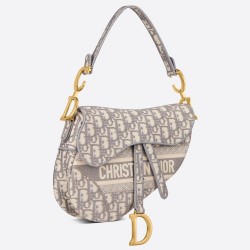 Dior Saddle Bag In Gray Dior Oblique Embroidery CDBS2747