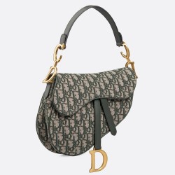 Dior Saddle Bag In Green Oblique Jacquard Canvas CDBS2750