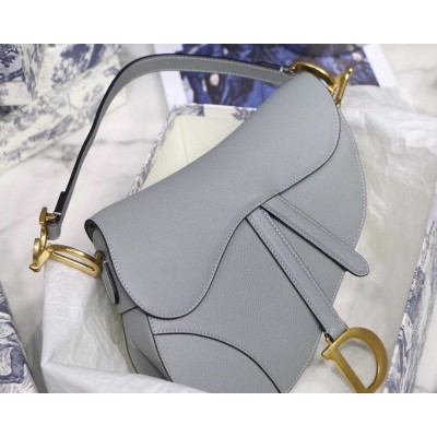 Dior Saddle Bag In Grey Grained Calfskin CDBS2751