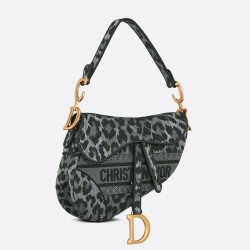 Dior Saddle Bag In Grey Mizza Embroidery CDBS2752