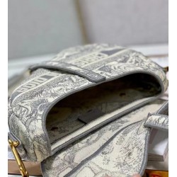 Dior Saddle Bag In Grey Toile de Jouy Embroidery CDBS2753