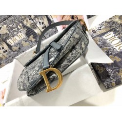 Dior Saddle Bag In Grey Toile de Jouy Reverse Jacquard CDBS2754