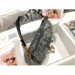 Dior Saddle Bag In Grey Toile de Jouy Reverse Jacquard CDBS2754