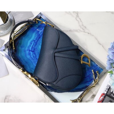 Dior Saddle Bag In Navy Blue Grained Calfskin CDBS2757