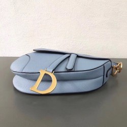 Dior Saddle Bag In Sky Blue Grained Calfskin CDBS2761