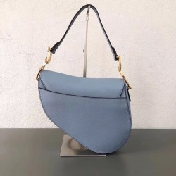 Dior Saddle Bag In Sky Blue Grained Calfskin CDBS2761