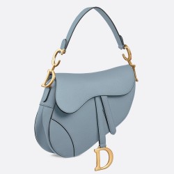 Dior Saddle Bag In Sky Blue Grained Calfskin CDBS2761