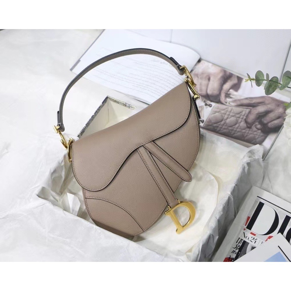 Dior Saddle Bag In Warm Taupe Grained Calfskin CDBS2763