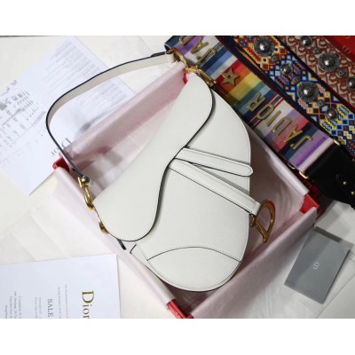 Dior Saddle Bag In White Grained Calfskin CDBS2764