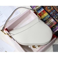 Dior Saddle Bag In White Grained Calfskin CDBS2764