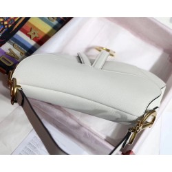 Dior Saddle Bag In White Grained Calfskin CDBS2764