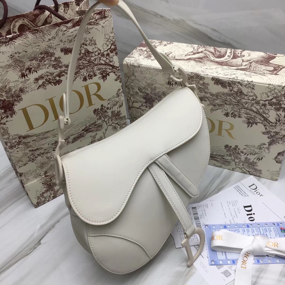 Dior Saddle Bag In White Matte Calfskin CDBS2765