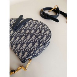 Dior Saddle Bag With Strap in Blue Oblique Jacquard CDBS2769