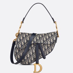 Dior Saddle Bag With Strap in Blue Oblique Jacquard CDBS2769