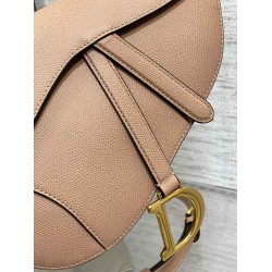 Dior Saddle Bag With Strap in Blush Grained Calfskin CDBS2770