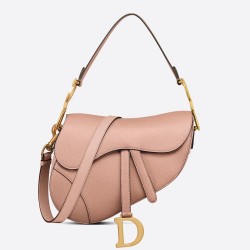 Dior Saddle Bag With Strap in Blush Grained Calfskin CDBS2770