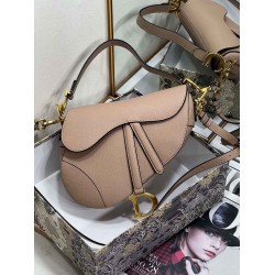 Dior Saddle Bag With Strap in Warm Taupe Grained Calfskin CDBS2775