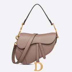 Dior Saddle Bag With Strap in Warm Taupe Grained Calfskin CDBS2775