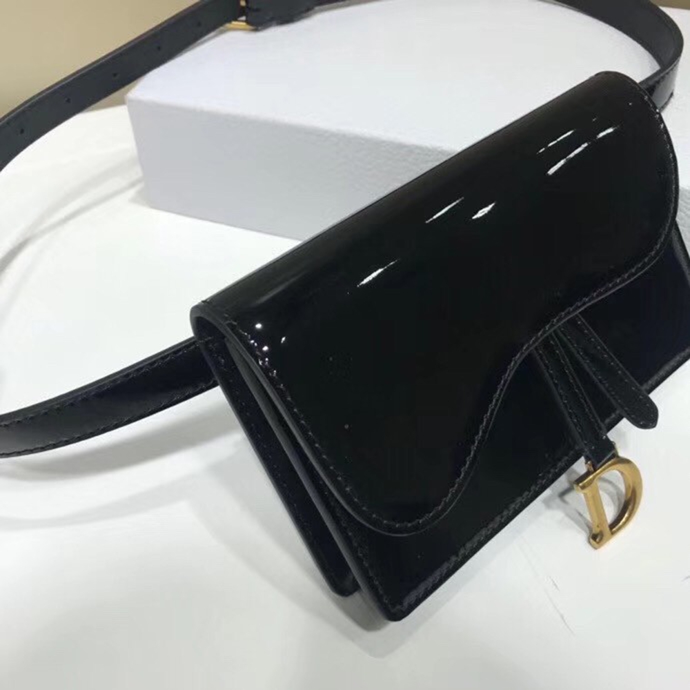 Dior Saddle Belt Bag In Black Patent Leather CDBS2778