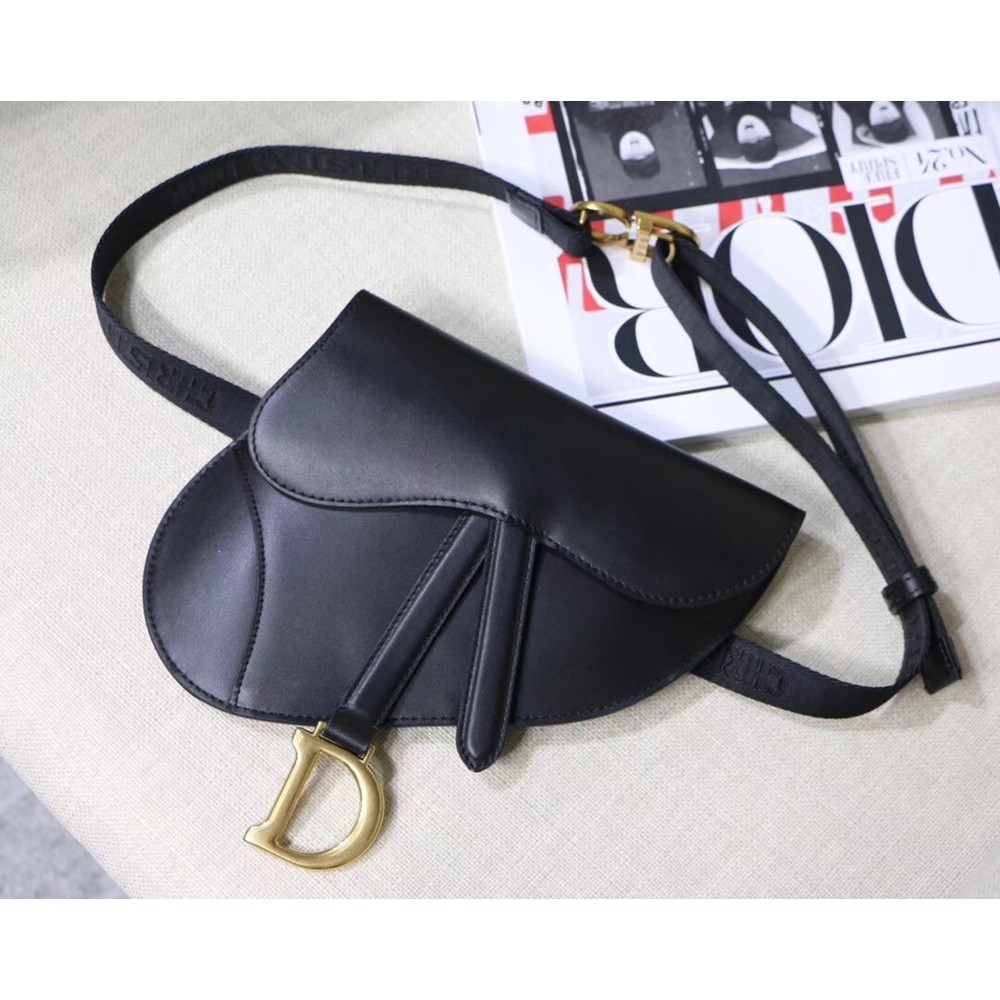 Dior Saddle Belt Bag In Black Smooth Calfskin CDBS2779