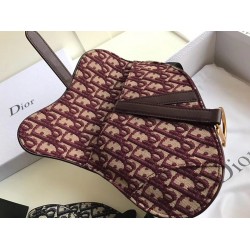 Dior Saddle Belt Bag In Bordeaux Oblique Canvas CDBS2781