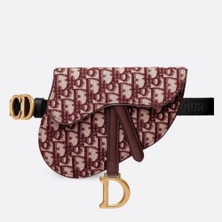 Dior Saddle Belt Bag In Bordeaux Oblique Canvas CDBS2781