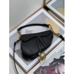 Dior Saddle Mini Bag With Strap in Black Grained Calfskin CDBS2788