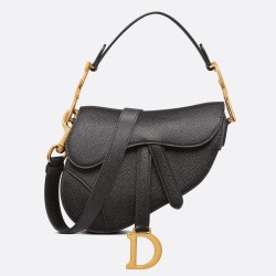 Dior Saddle Mini Bag With Strap in Black Grained Calfskin CDBS2788