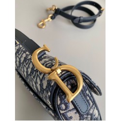 Dior Saddle Mini Bag With Strap in Blue Oblique Jacquard CDBS2789